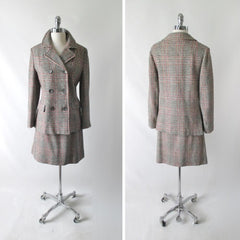 Vintage 70s Seaton Hall Houndstooth Plaid Stripe 3 Piece Suit M - Bombshell Bettys Vintage
