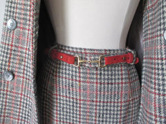 Vintage 70s Seaton Hall Houndstooth Plaid Stripe 3 Piece Suit M - Bombshell Bettys Vintage