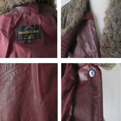 Vintage 70's Red Oxblood Fur Collar Leather Jacket M - Bombshell Bettys Vintage
