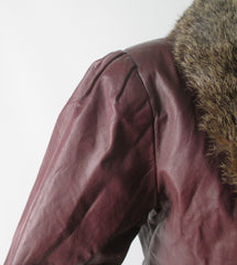Vintage 70's Red Oxblood Fur Collar Leather Jacket M - Bombshell Bettys Vintage