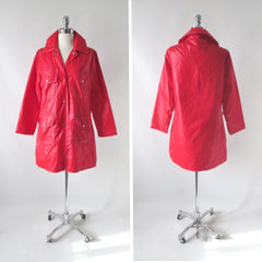 Vintage 70s Pearlized Red MOD Raincoat / Windbreaker Jacket M - Bombshell Bettys Vintage
