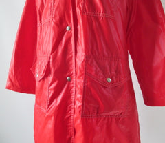 Vintage 70s Pearlized Red MOD Raincoat / Windbreaker Jacket M - Bombshell Bettys Vintage