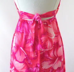 Vintage 70's Pink Hibiscus Hawaiian Halter Dress XS - Bombshell Bettys Vintage
