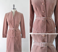 Vintage 70's Adolph Schuman For Lilli Ann Velour Suit S - Bombshell Bettys Vintage