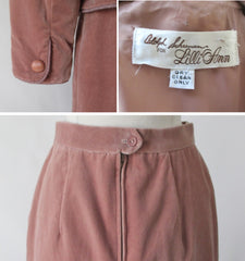 Vintage 70's Adolph Schuman For Lilli Ann Velour Suit S - Bombshell Bettys Vintage