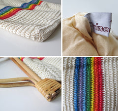 Vintage 70's / 80's Woven Raffia Rainbow Handbag Bag Tote - Bombshell Bettys Vintage