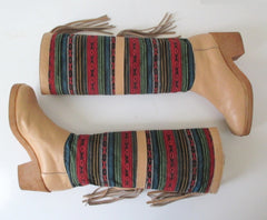 Vintage 70's Southwestern Fringe Leather Campus Boots 9 M - Bombshell Bettys Vintage