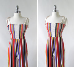 Vintage 70s Striped Terry Cloth Jumpsuit M - Bombshell Bettys Vintage