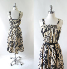 Vintage 70's Bamboo Print Summer Sundress Dress - Bombshell Bettys Vintage