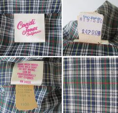 Vintage 70s Preppy Tartan Plaid Full Skirt Day Dress S - Bombshell Bettys Vintage