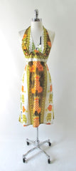 Vintage 70's Hawaiian Tiki Halter Dress S - Bombshell Bettys Vintage
