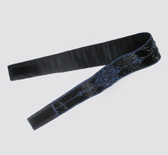 Vintage Black Blue Beaded Fabric Belt - Bombshell Bettys Vintage