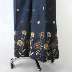 Vintage 70s Embroidered Rainbow Flower Bell Bottom Jeans S