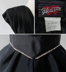 Vintage 80's Goes 40's Black Peplum Dress & Matching Rhinestone Belt XS - Bombshell Bettys Vintage
