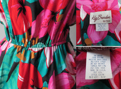 • Vintage 80's / 50's Inspired Tropical Flowers Full Skirt Day Dress - Bombshell Bettys Vintage