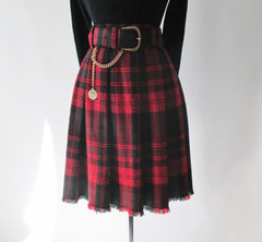 Vintage Tartan Plaid Skirt Gold Chain Belt L - Bombshell Bettys Vintage