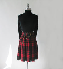 Vintage Tartan Plaid Skirt Gold Chain Belt L - Bombshell Bettys Vintage