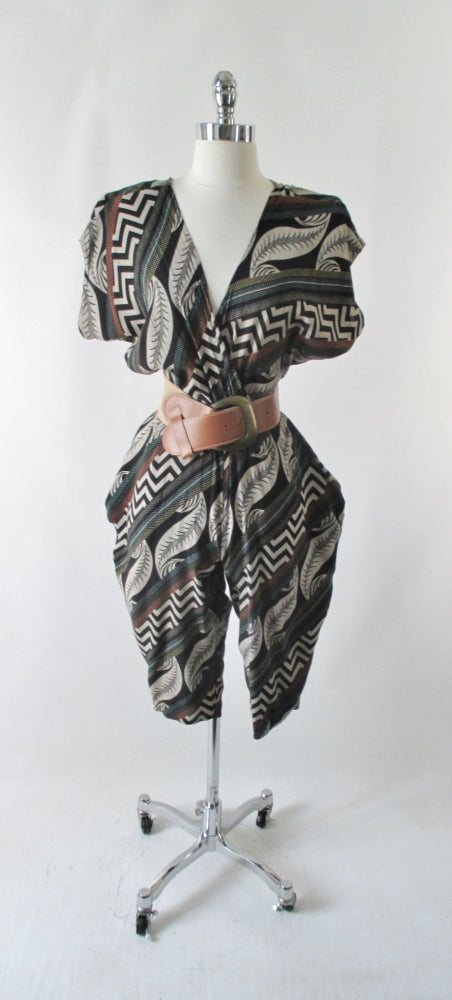 Vintage 80's Avant Garde Tapered Harem Pants Cropped Jumpsuit S - Bombshell Bettys Vintage
