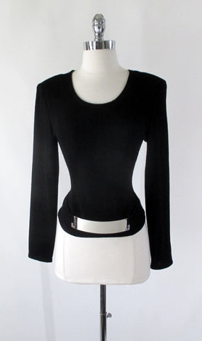 • Vintage 80s Joseph Ribkoff Belted Chrome Top S