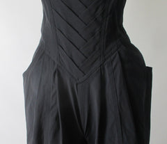 Vintage 80s Karen Alexander Black & Gold Trim Sweetheart Jumpsuit M - Bombshell Bettys Vintage