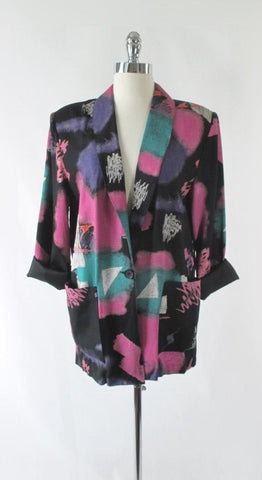 Vintage 80's New Wave Abstract Oversized Blazer XL