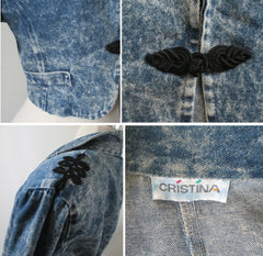 • Vintage 80's Acid Wash Denim Jean Cropped Bolero Jacket Coat - Bombshell Bettys Vintage