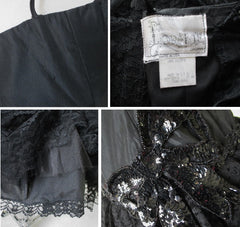 Vintage 80's Sweetheart Black Lace & Sequins Full Skirt Party Dress - Bombshell Bettys Vintage