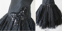 Vintage 80's Sweetheart Black Lace & Sequins Full Skirt Party Dress - Bombshell Bettys Vintage