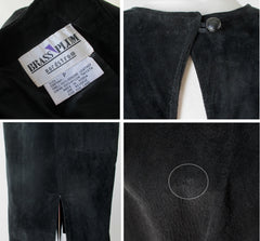 Vintage 80's Black Suede Leather Dolman Sleeve Dress - Bombshell Bettys Vintage