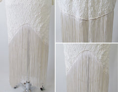 Vintage 80's / 90's Antique White Lace Fringe Bodycon Dress M - Bombshell Bettys Vintage