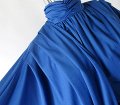Vintage 80s Blue Jumpsuit Matching Cocoon Wrap L - Bombshell Bettys Vintage