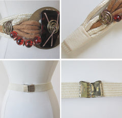 Vintage 80's Abstract Metal & Cord Weaved Belt L - Bombshell Bettys Vintage