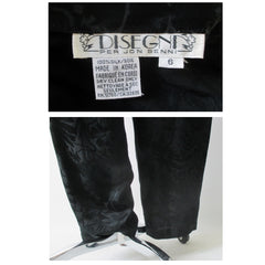 Vintage 80's Black Floral Wide Shoulder Silk Jumpsuit M - Bombshell Bettys Vintage