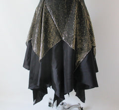 Vintage 70's Gold Off The Shoulders Handkerchief Hem Party Dress M - Bombshell Bettys Vintage