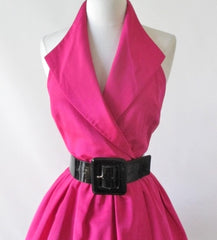 Vintage 80's Hot Pink Full Skirt Party Dress S - Bombshell Bettys Vintage