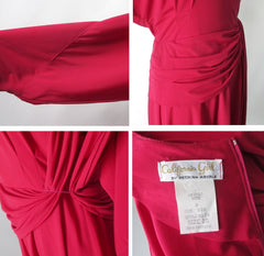 Vintage 80s Raspberry Red Side Tie Dress M - Bombshell Bettys Vintage
