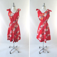 Vintage 80's Tie Top Hawaiian Sundress Dress M - Bombshell Bettys Vintage