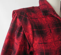 Vintage 80's 50's Style Full Skirt Red Plaid Flannel Dress S - Bombshell Bettys Vintage