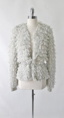Vintage 80s Grey Shaggy Loop Handknit  Sweater L - Bombshell Bettys Vintage