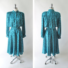Vintage 80's Diane Von Fürstenberg Turquoise Dress L - Bombshell Bettys Vintage