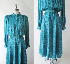 Vintage 80's Diane Von Fürstenberg Turquoise Dress L - Bombshell Bettys Vintage