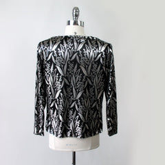 Vintage 80s Silver Shimmer Evening Party Top Blouse M