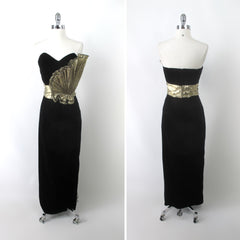 Vintage 80s Strapless Avant-garde Evening Gown / Party Dress L