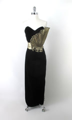 Vintage 80s Strapless Avant-garde Evening Gown / Party Dress L