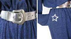 Vintage 80s Silver Stars Ziggy Jumpsuit Matching Belt Set S