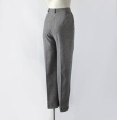 Vintage 80s Black White Herringbone Cuffed Pants / Trousers M - Bombshell Bettys Vintage