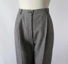 Vintage 80s Black White Herringbone Cuffed Pants / Trousers M - Bombshell Bettys Vintage