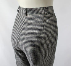Vintage 80s Black White Herringbone Cuffed Pants / Trousers M - Bombshell Bettys Vintage