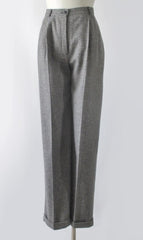 Vintage 80s Black White Herringbone Cuffed Pants / Trousers M - Bombshell Bettys Vintage