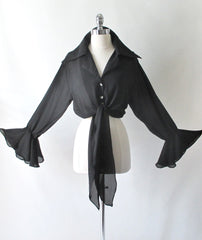 Vintage 90's Black Sheer Tie Top S - Bombshell Bettys Vintage